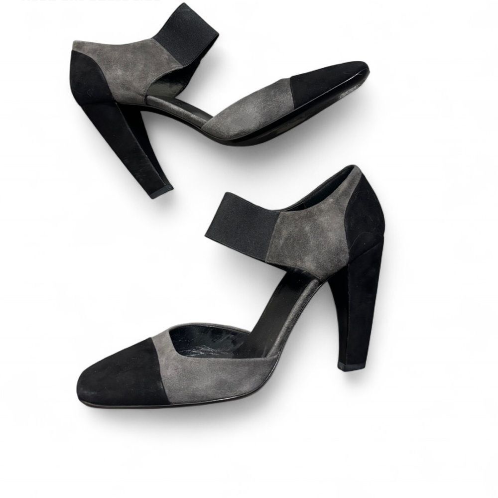 Vintage Prada Suede Colorblock Heels RARE Black Gray Luxury 2000s Y2K Size 9